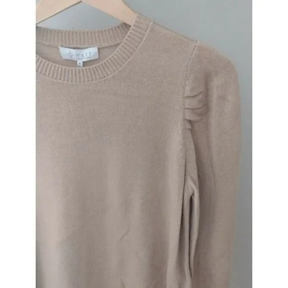 New Wayf X Influencer San Francisco Puff Sleeve Sweater Dress Medium Camel - Picture 5 of 10